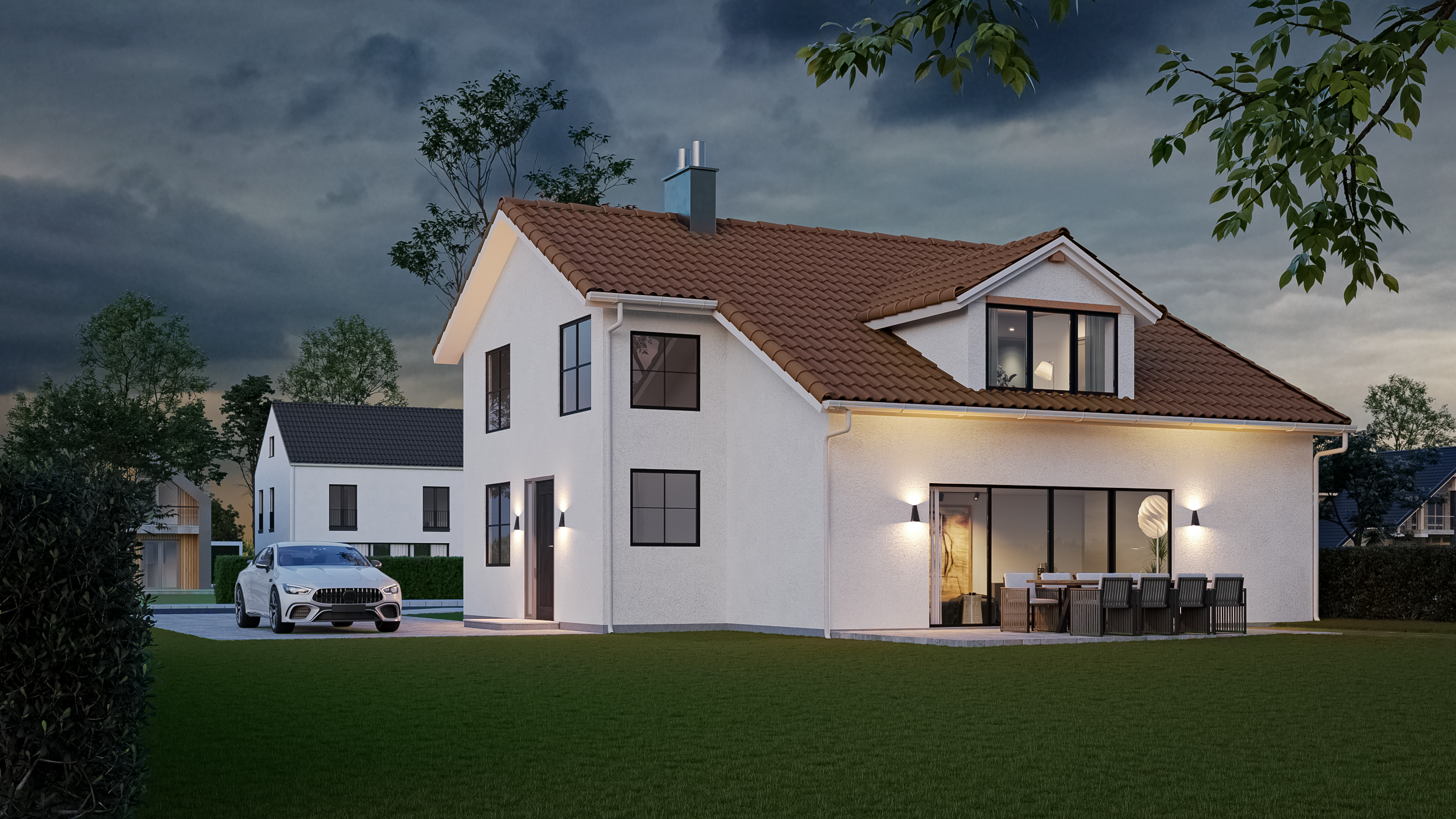 Haus vor der Wintergartenmontage